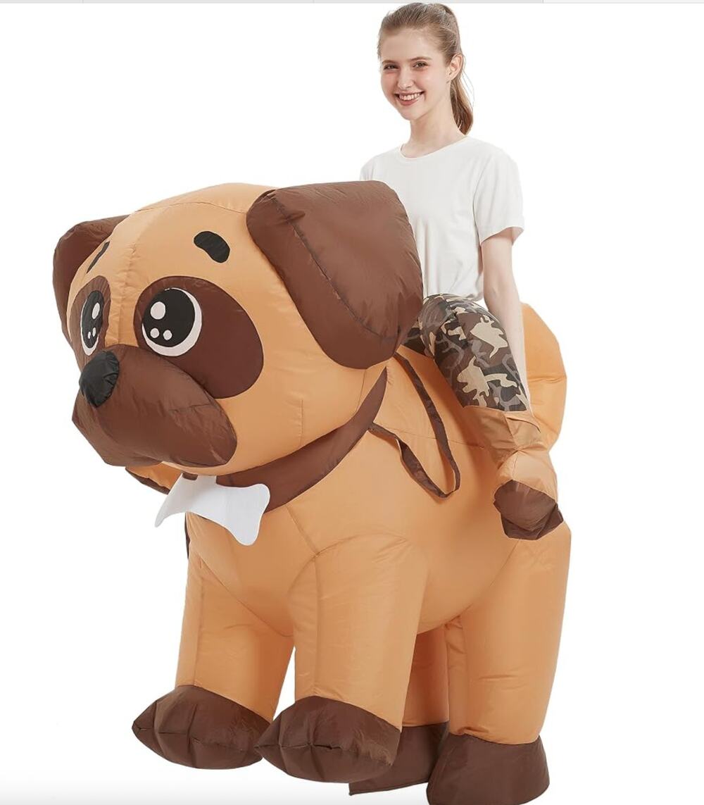 NIB Inflatable Dog Ride Costume Halloween Blow Up Adult 72 inch